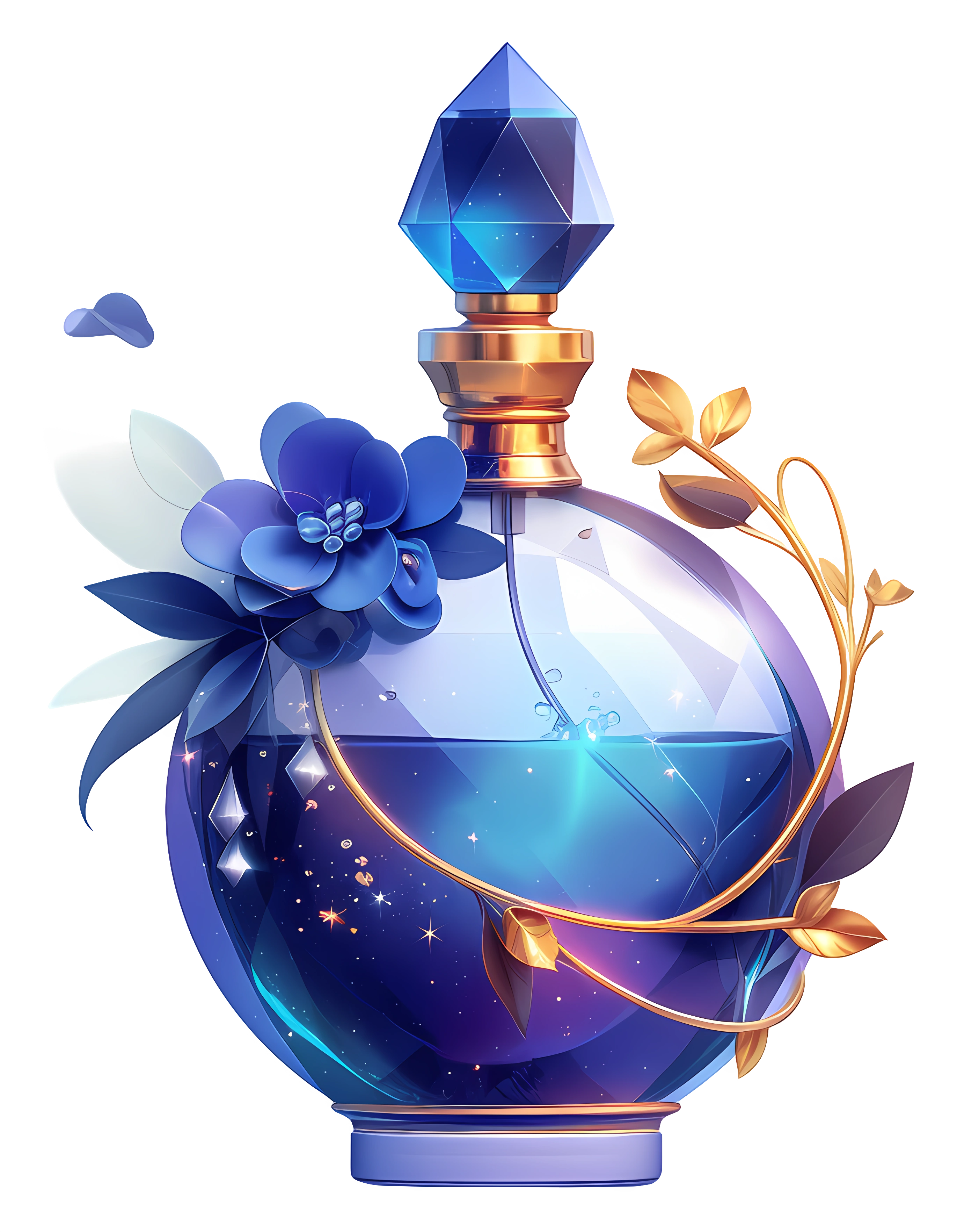 Blue Potion with Floral Decoration